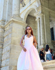 Vetido Tipo Princesa Espalda Descubierta Forro con Tutu Casual - Baby Pink
