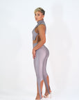 Set Dos Piezas Legis con Estribo Top Abertura Lateral Casual - Gris Plata