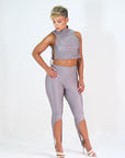 Set Dos Piezas Legis con Estribo Top Abertura Lateral Casual - Gris Plata