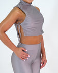 Top Abertura Lateral Tiras Graduables Casual - Gris Plata