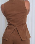Set Dos Piezas Demini Short Prenses Chaleco Maga Sisa Casual - Chocolate