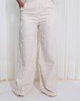 Set Dos Piezas Pantalónn Palazzo Blusa Escote Profunto Frontal y Posterio Casual - Natural