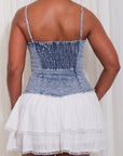 Vestido Mini Denim Dos Tiempo Enresortado Espalda Casual - Azul Medio