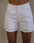 Set dos piezas bermuda camisa hoja rota casual - blanco