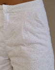 Set dos piezas bermuda camisa hoja rota casual - blanco