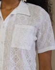 Set dos piezas bermuda camisa hoja rota casual - blanco