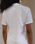 Set dos piezas bermuda camisa hoja rota casual - blanco