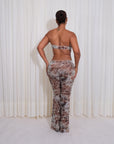 Enterizo Marmoleado Mallatex Escote Espalda Cuello en V Bolero Casual - Brown