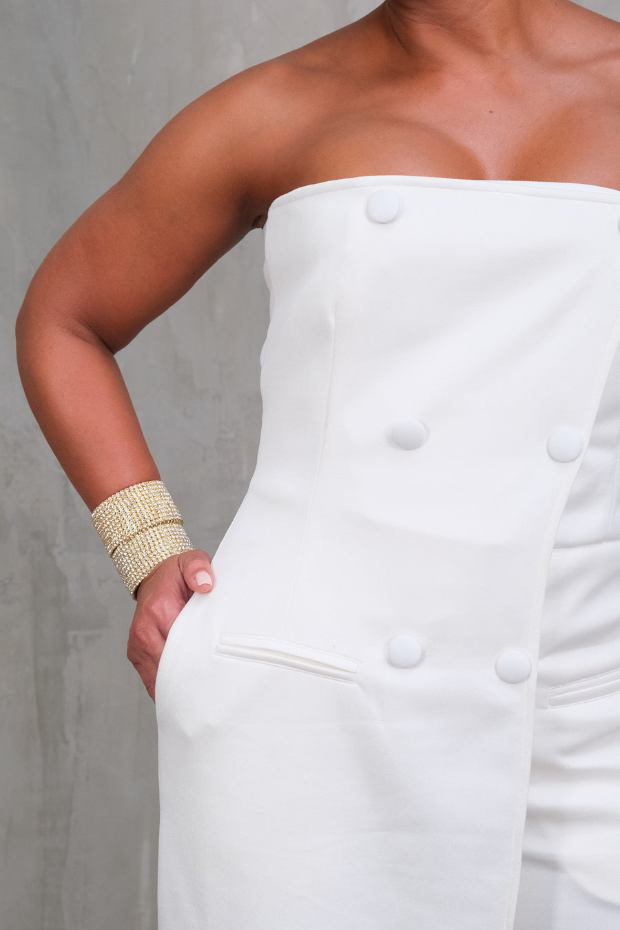 Enterizo Mile estraple con botones forrados solapa Casual