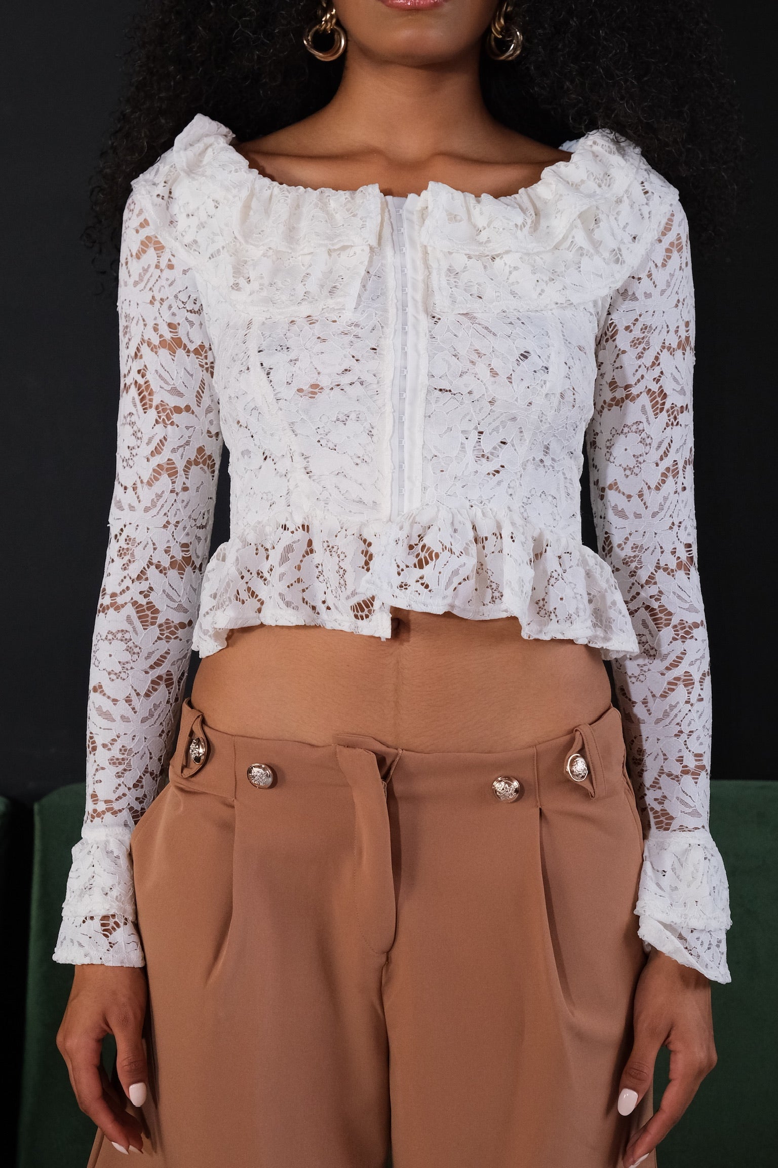 Blusas Vestidos Casuales De Blonda Blusa Blonda Manga Larga