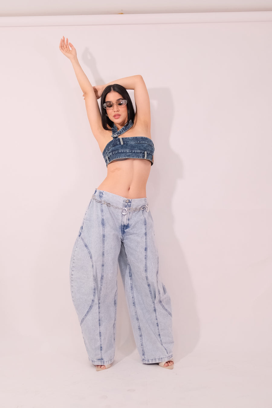 Pantalon denim vaquero sin pretina casual